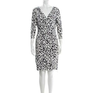 Lauren Ralph Lauren Navy White Geometric Link Print Ruched Sheath Dress Size 0